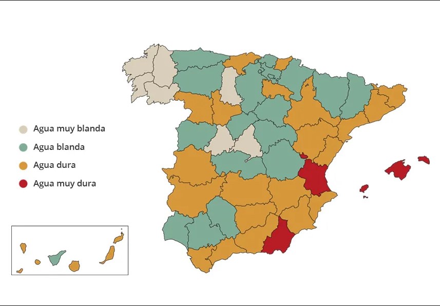 Zonas de Agua Dura en España
